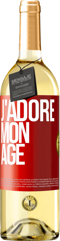 29,95 € Envoi gratuit | Vin blanc Édition WHITE J'adore mon âge Étiquette Rouge. Étiquette personnalisable Vin jeune Récolte 2023 Verdejo