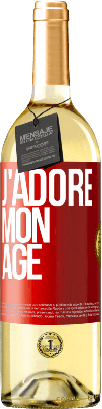 29,95 € Envoi gratuit | Vin blanc Édition WHITE J'adore mon âge Étiquette Rouge. Étiquette personnalisable Vin jeune Récolte 2024 Verdejo