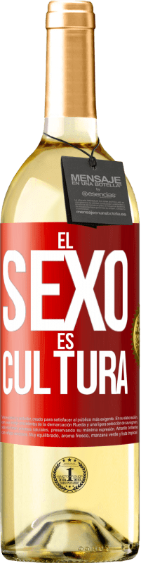 29,95 € Envío gratis | Vino Blanco Edición WHITE El sexo es cultura Etiqueta Roja. Etiqueta personalizable Vino joven Cosecha 2023 Verdejo