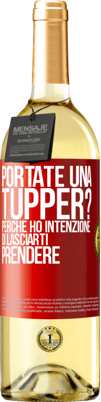 29,95 € Spedizione Gratuita | Vino bianco Edizione WHITE Portate una tupper? Perché ho intenzione di lasciarti prendere Etichetta Rossa. Etichetta personalizzabile Vino giovane Raccogliere 2024 Verdejo