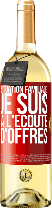 29,95 € Envoi gratuit | Vin blanc Édition WHITE Situation familiale: je suis à l'écoute d'offres Étiquette Rouge. Étiquette personnalisable Vin jeune Récolte 2023 Verdejo