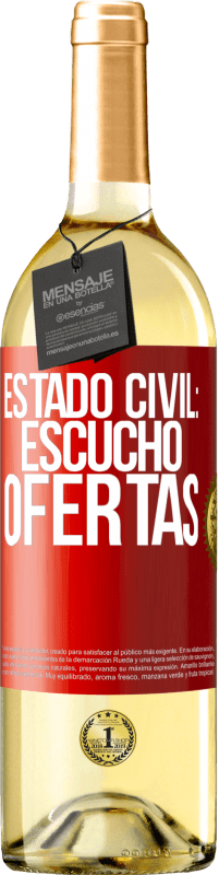 29,95 € Envío gratis | Vino Blanco Edición WHITE Estado civil: escucho ofertas Etiqueta Roja. Etiqueta personalizable Vino joven Cosecha 2023 Verdejo