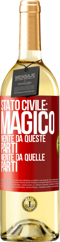 29,95 € Spedizione Gratuita | Vino bianco Edizione WHITE Stato civile: magico. Niente da queste parti, niente da quelle parti Etichetta Rossa. Etichetta personalizzabile Vino giovane Raccogliere 2024 Verdejo