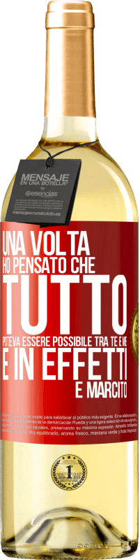 29,95 € Spedizione Gratuita | Vino bianco Edizione WHITE Una volta ho pensato che tutto poteva essere possibile tra te e me. E in effetti è marcito Etichetta Rossa. Etichetta personalizzabile Vino giovane Raccogliere 2023 Verdejo