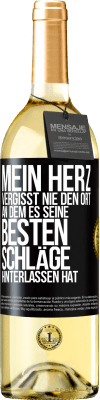 29,95 € Kostenloser Versand | Weißwein WHITE Ausgabe Mein Herz vergisst nie den Ort, an dem es seine besten Schläge hinterlassen hat Schwarzes Etikett. Anpassbares Etikett Junger Wein Ernte 2024 Verdejo