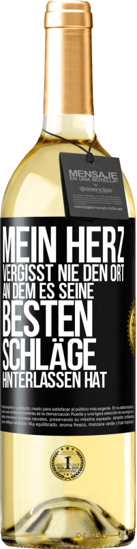 29,95 € Kostenloser Versand | Weißwein WHITE Ausgabe Mein Herz vergisst nie den Ort, an dem es seine besten Schläge hinterlassen hat Schwarzes Etikett. Anpassbares Etikett Junger Wein Ernte 2023 Verdejo