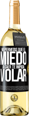 29,95 € Envío gratis | Vino Blanco Edición WHITE No permitas que el miedo a caer te impida volar Etiqueta Negra. Etiqueta personalizable Vino joven Cosecha 2023 Verdejo