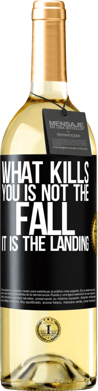 29,95 € Free Shipping | White Wine WHITE Edition What kills you is not the fall, it is the landing Black Label. Customizable label Young wine Harvest 2023 Verdejo