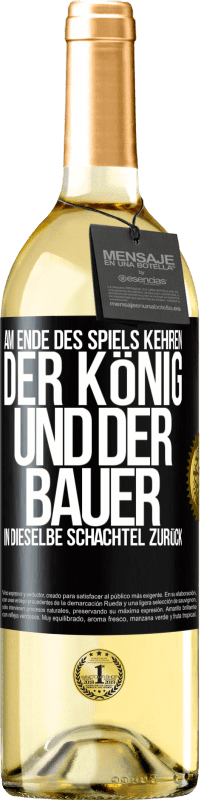 29,95 € Kostenloser Versand | Weißwein WHITE Ausgabe Am Ende des Spiels kehren der König und der Bauer in dieselbe Schachtel zurück Schwarzes Etikett. Anpassbares Etikett Junger Wein Ernte 2024 Verdejo