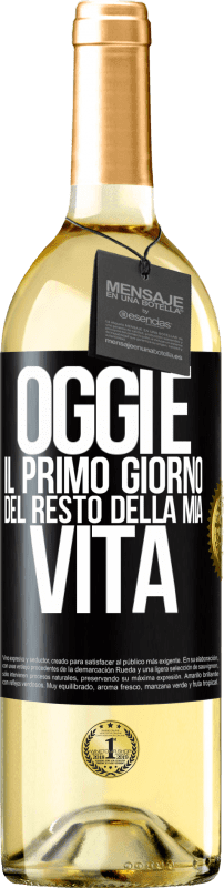 29,95 € Spedizione Gratuita | Vino bianco Edizione WHITE Oggi è il primo giorno del resto della mia vita Etichetta Nera. Etichetta personalizzabile Vino giovane Raccogliere 2023 Verdejo