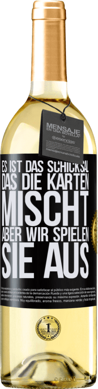 29,95 € Kostenloser Versand | Weißwein WHITE Ausgabe Das Schicksal mischt die Karten, und wir spielen. Schwarzes Etikett. Anpassbares Etikett Junger Wein Ernte 2024 Verdejo