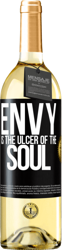 29,95 € Free Shipping | White Wine WHITE Edition Envy is the ulcer of the soul Black Label. Customizable label Young wine Harvest 2023 Verdejo
