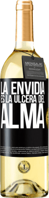 29,95 € Envío gratis | Vino Blanco Edición WHITE La envidia es la úlcera del alma Etiqueta Negra. Etiqueta personalizable Vino joven Cosecha 2024 Verdejo