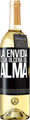 29,95 € Envío gratis | Vino Blanco Edición WHITE La envidia es la úlcera del alma Etiqueta Negra. Etiqueta personalizable Vino joven Cosecha 2025 Verdejo