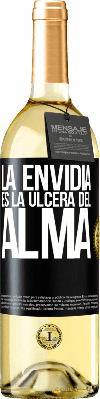 29,95 € Envío gratis | Vino Blanco Edición WHITE La envidia es la úlcera del alma Etiqueta Negra. Etiqueta personalizable Vino joven Cosecha 2024 Verdejo