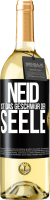 29,95 € Kostenloser Versand | Weißwein WHITE Ausgabe Neid ist das Geschwür der Seele Schwarzes Etikett. Anpassbares Etikett Junger Wein Ernte 2025 Verdejo