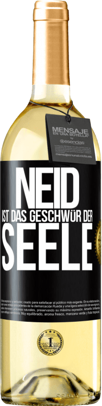 29,95 € Kostenloser Versand | Weißwein WHITE Ausgabe Neid ist das Geschwür der Seele Schwarzes Etikett. Anpassbares Etikett Junger Wein Ernte 2023 Verdejo