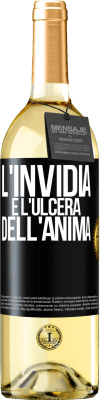 29,95 € Spedizione Gratuita | Vino bianco Edizione WHITE L'invidia è l'ulcera dell'anima Etichetta Nera. Etichetta personalizzabile Vino giovane Raccogliere 2024 Verdejo