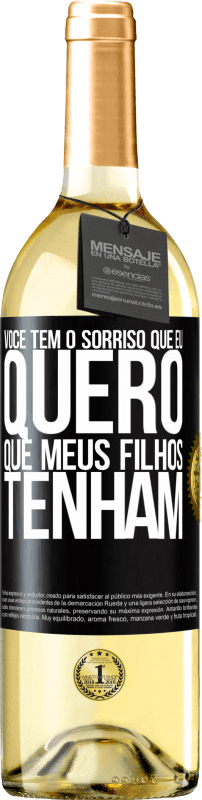 29,95 € Envio grátis | Vinho branco Edição WHITE Você tem o sorriso que eu quero que meus filhos tenham Etiqueta Preta. Etiqueta personalizável Vinho jovem Colheita 2024 Verdejo