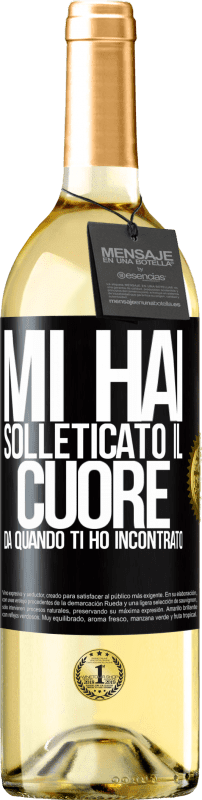29,95 € Spedizione Gratuita | Vino bianco Edizione WHITE Mi hai solleticato il cuore da quando ti ho incontrato Etichetta Nera. Etichetta personalizzabile Vino giovane Raccogliere 2025 Verdejo