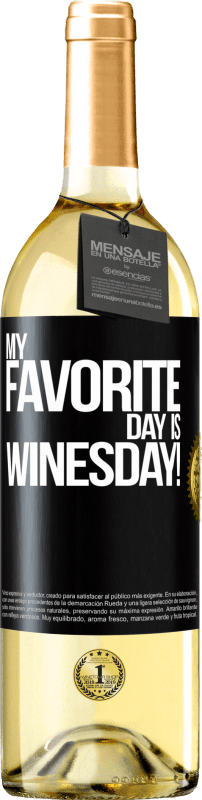 29,95 € 送料無料 | 白ワイン WHITEエディション My favorite day is winesday! ブラックラベル. カスタマイズ可能なラベル 若いワイン 収穫 2025 Verdejo