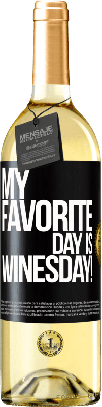 29,95 € Envío gratis | Vino Blanco Edición WHITE My favorite day is winesday! Etiqueta Negra. Etiqueta personalizable Vino joven Cosecha 2023 Verdejo