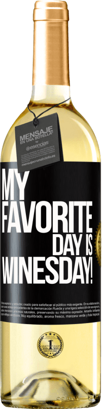 29,95 € Envío gratis | Vino Blanco Edición WHITE My favorite day is winesday! Etiqueta Negra. Etiqueta personalizable Vino joven Cosecha 2024 Verdejo