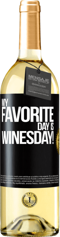 29,95 € Spedizione Gratuita | Vino bianco Edizione WHITE My favorite day is winesday! Etichetta Nera. Etichetta personalizzabile Vino giovane Raccogliere 2023 Verdejo
