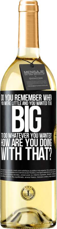 29,95 € Free Shipping | White Wine WHITE Edition do you remember when you were little and you wanted to be big to do whatever you wanted? How are you doing with that? Black Label. Customizable label Young wine Harvest 2022 Verdejo