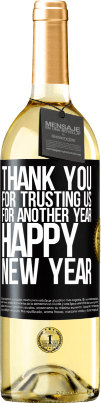 29,95 € 送料無料 | 白ワイン WHITEエディション もう1年私たちを信頼してくれてありがとう。明けましておめでとうございます ブラックラベル. カスタマイズ可能なラベル 若いワイン 収穫 2023 Verdejo