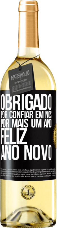 29,95 € Envio grátis | Vinho branco Edição WHITE Obrigado por confiar em nós por mais um ano. Feliz Ano Novo Etiqueta Preta. Etiqueta personalizável Vinho jovem Colheita 2024 Verdejo