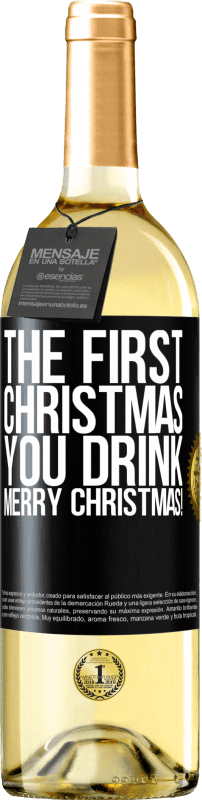 29,95 € 送料無料 | 白ワイン WHITEエディション あなたが飲む最初のクリスマス。メリークリスマス！ ブラックラベル. カスタマイズ可能なラベル 若いワイン 収穫 2023 Verdejo