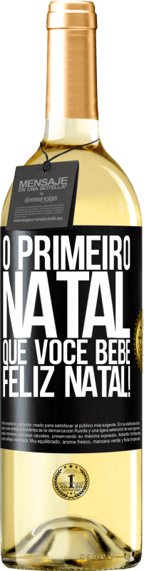 29,95 € Envio grátis | Vinho branco Edição WHITE O primeiro Natal que você bebe. Feliz Natal! Etiqueta Preta. Etiqueta personalizável Vinho jovem Colheita 2024 Verdejo