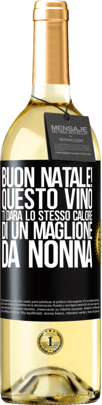 29,95 € Spedizione Gratuita | Vino bianco Edizione WHITE Buon natale! Questo vino ti darà lo stesso calore di un maglione da nonna Etichetta Nera. Etichetta personalizzabile Vino giovane Raccogliere 2024 Verdejo