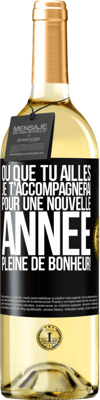 29,95 € Envoi gratuit | Vin blanc Édition WHITE Où que tu ailles, je t'accompagnerai. Pour une nouvelle année pleine de bonheur! Étiquette Noire. Étiquette personnalisable Vin jeune Récolte 2025 Verdejo