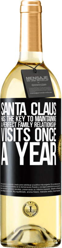 29,95 € Бесплатная доставка | Белое вино Издание WHITE У Деда Мороза есть ключ к поддержанию идеальных семейных отношений: посещение один раз в год Черная метка. Настраиваемая этикетка Молодое вино Урожай 2023 Verdejo