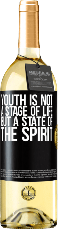 29,95 € Бесплатная доставка | Белое вино Издание WHITE Молодость - это не этап жизни, а состояние духа Черная метка. Настраиваемая этикетка Молодое вино Урожай 2023 Verdejo