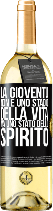 29,95 € Spedizione Gratuita | Vino bianco Edizione WHITE La gioventù non è uno stadio della vita, ma uno stato dello spirito Etichetta Nera. Etichetta personalizzabile Vino giovane Raccogliere 2024 Verdejo