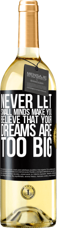 29,95 € Free Shipping | White Wine WHITE Edition Never let small minds make you believe that your dreams are too big Black Label. Customizable label Young wine Harvest 2024 Verdejo