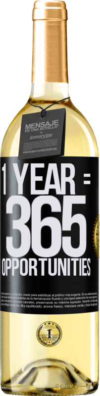 29,95 € Envío gratis | Vino Blanco Edición WHITE 1 year 365 opportunities Etiqueta Negra. Etiqueta personalizable Vino joven Cosecha 2024 Verdejo