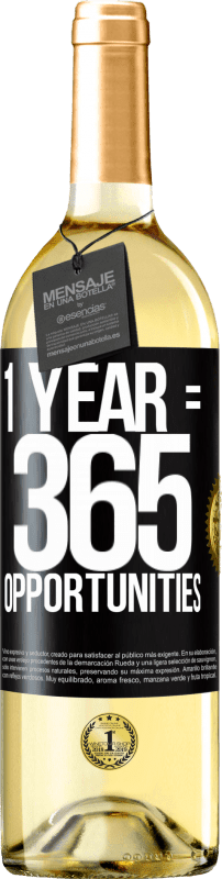 29,95 € Spedizione Gratuita | Vino bianco Edizione WHITE 1 year 365 opportunities Etichetta Nera. Etichetta personalizzabile Vino giovane Raccogliere 2024 Verdejo