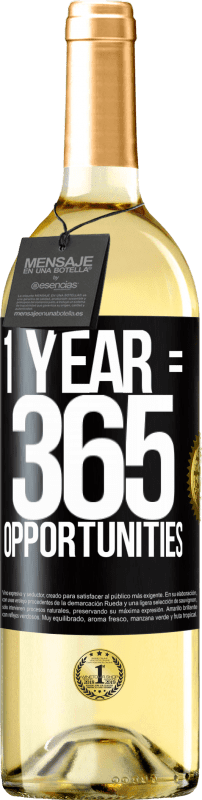 29,95 € Envio grátis | Vinho branco Edição WHITE 1 year 365 opportunities Etiqueta Preta. Etiqueta personalizável Vinho jovem Colheita 2024 Verdejo