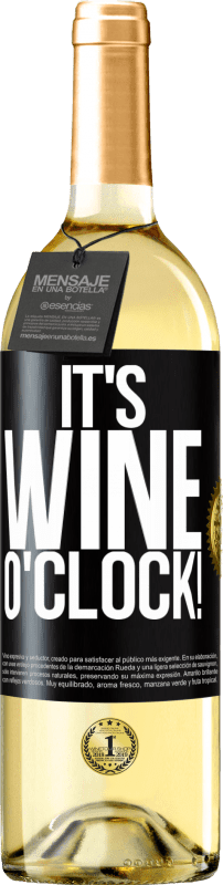 29,95 € Envoi gratuit | Vin blanc Édition WHITE It's wine o'clock! Étiquette Noire. Étiquette personnalisable Vin jeune Récolte 2023 Verdejo