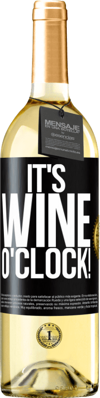 29,95 € Envío gratis | Vino Blanco Edición WHITE It's wine o'clock! Etiqueta Negra. Etiqueta personalizable Vino joven Cosecha 2023 Verdejo
