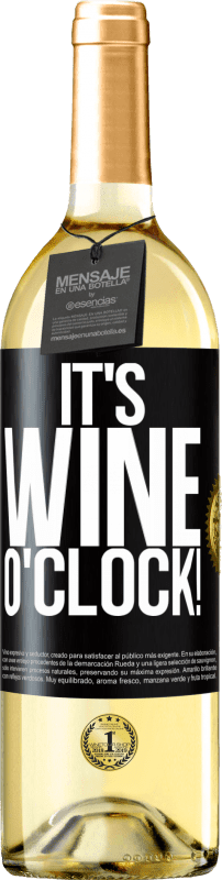 29,95 € Envio grátis | Vinho branco Edição WHITE It's wine o'clock! Etiqueta Preta. Etiqueta personalizável Vinho jovem Colheita 2023 Verdejo
