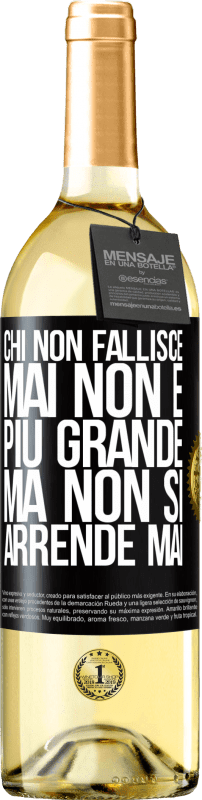 29,95 € Spedizione Gratuita | Vino bianco Edizione WHITE Chi non fallisce mai non è più grande, ma non si arrende mai Etichetta Nera. Etichetta personalizzabile Vino giovane Raccogliere 2023 Verdejo