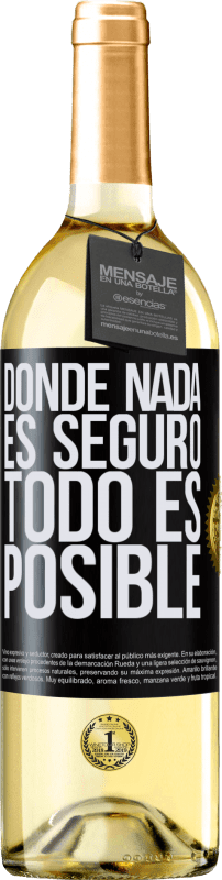 29,95 € Envío gratis | Vino Blanco Edición WHITE Donde nada es seguro, todo es posible Etiqueta Negra. Etiqueta personalizable Vino joven Cosecha 2024 Verdejo