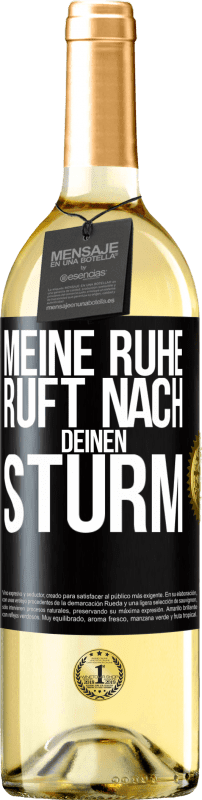 29,95 € Kostenloser Versand | Weißwein WHITE Ausgabe Meine Ruhe ruft nach deinen Sturm Schwarzes Etikett. Anpassbares Etikett Junger Wein Ernte 2024 Verdejo