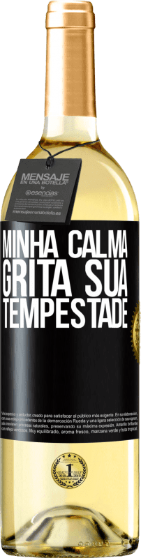29,95 € Envio grátis | Vinho branco Edição WHITE Minha calma grita sua tempestade Etiqueta Preta. Etiqueta personalizável Vinho jovem Colheita 2025 Verdejo