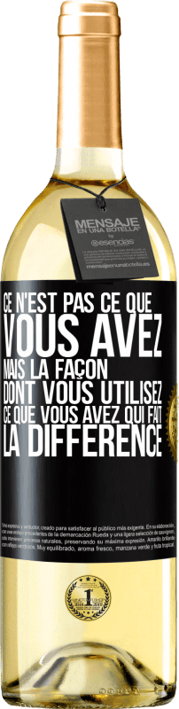 29,95 € Envoi gratuit | Vin blanc Édition WHITE Ce n'est pas ce que vous avez, mais la façon dont vous utilisez ce que vous avez qui fait la différence Étiquette Noire. Étiquette personnalisable Vin jeune Récolte 2024 Verdejo